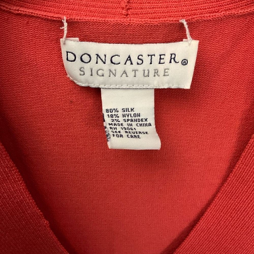 Doncaster Knit Tank Top Silk Blend V-neck Orange Red Coral Sleeveless Large - Picture 6 of 7
